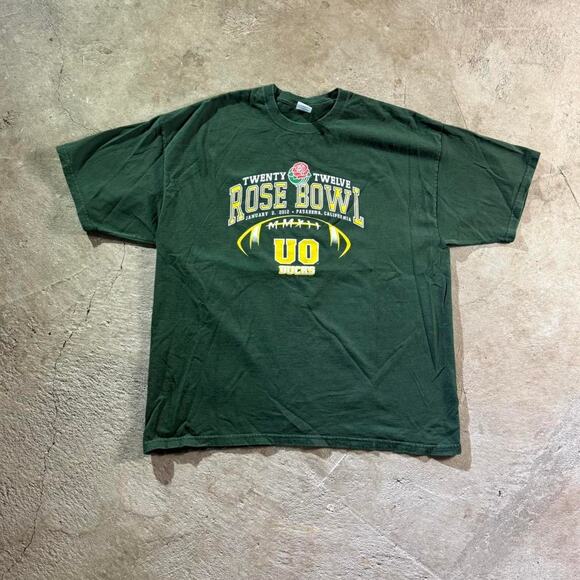 Y2K Green Oregon Ducks U of O Rose Bowl Graphic T-Shirt - Picture 1 of 8